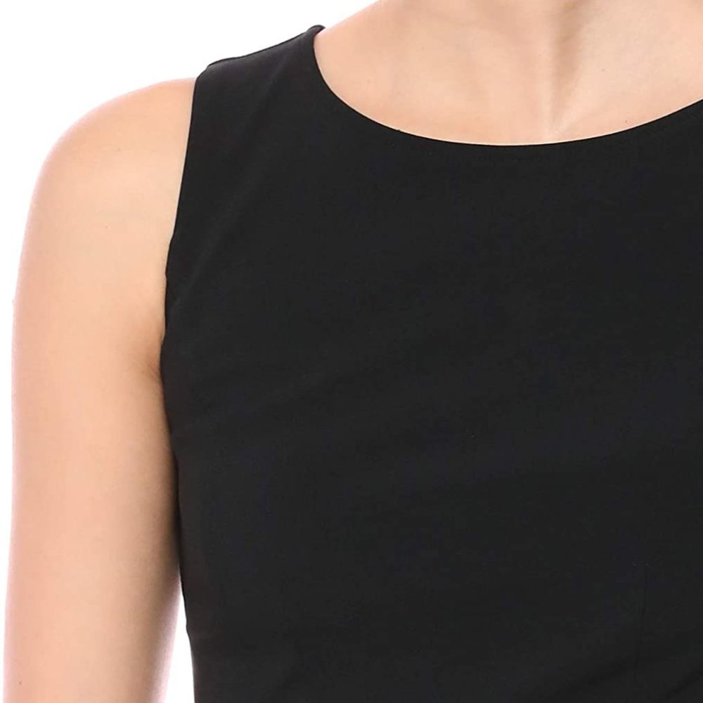 Sleeveless Crew Neck Ruffle Hem Sheath Dress - Picture 2 of 5